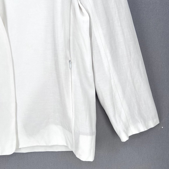 ENZA COSTA Twill Belted Jacket Womens Small Off White Linen Blazer Wrap NEW - Picture 12 of 16